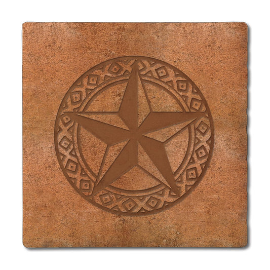 Thirstystone Leather Lonestar 4 Pack Tumbled Tile Stone Coasters 4" Square Manufactured in the USA