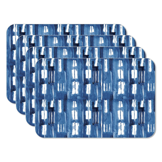 CounterArt Shibori Blues 4 Pack Reversible Easy Care Flexible Placemats Made in the USA