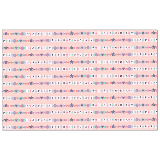 CounterArt Friendship Bracelet Birthday 24 Sheet Reusable Premium Paper Stock Placemats in Resealable Storage Bag Made in The USA 17" x 11"