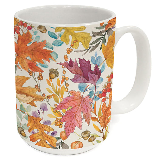 Highland Home Colorful Autumn Large Decorative Ceramic Mug 15 oz. Manufactured in the USA