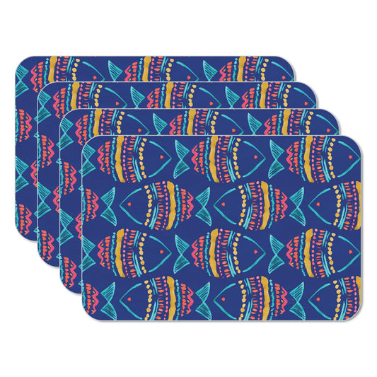 CounterArt Along The Coast 4 Pack Reversible Easy Care Flexible Placemats Made in the USA