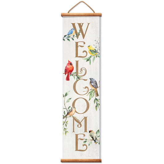 Highland Home Bird Welcome Indoor/Outdoor Vinyl Hanging Entryway Sign Made in the USA Reusable Easy Wipes Clean Easy Storage