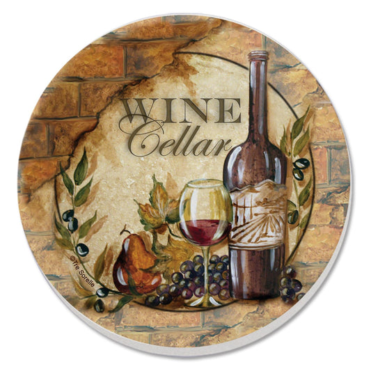 Thirstystone Wine Cellar 4 Pack Round Absorbent Stone Coasters 4" Diameter Manufactured in the USA