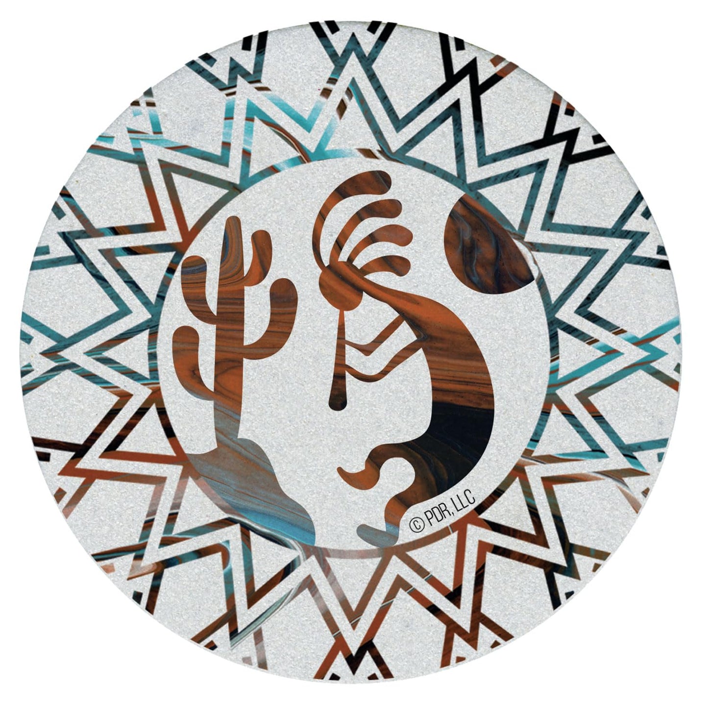 Thirstystone Fluid Kokopelli Single Round Natural Sandstone Coaster with Protective Cork Backing Manufactured in The USA 4" Diameter