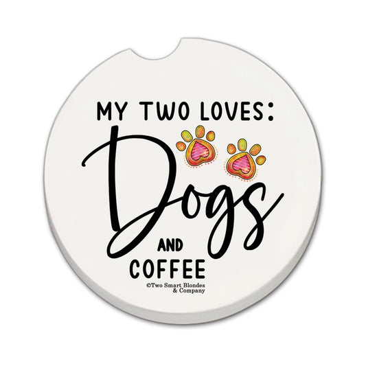 Thirstystone Dogs & Coffee Single Absorbent Stone Coaster for Vehicle Cup Holder 2.6” Diameter Manufactured in The USA