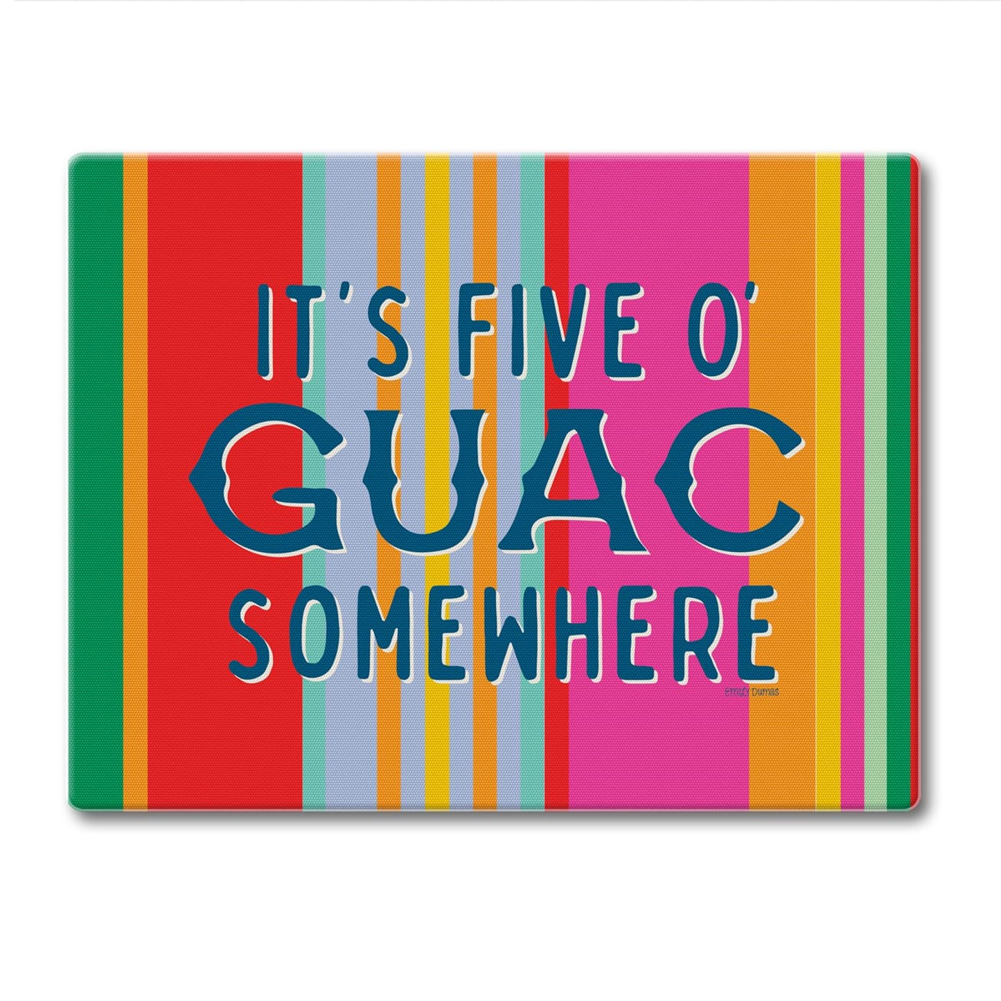 CounterArt Five O' Guac Somewhere 3mm Tempered Glass Cutting Board 10” x 8” Manufactured in the USA