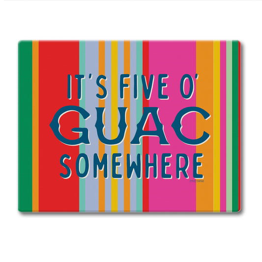 CounterArt Five O' Guac Somewhere 3mm Tempered Glass Cutting Board 10” x 8” Manufactured in the USA