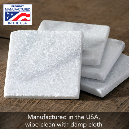 Thirstystone Authentic Natural Marble Stone Cork Backed Coasters 4 Pack Elegant Luxurious Easily Wipes Clean