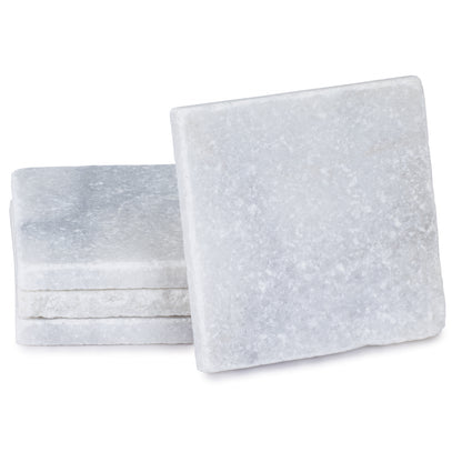 Thirstystone Authentic Natural Marble Stone Coasters 4 Pack Elegant Luxurious Easily Wipes Clean