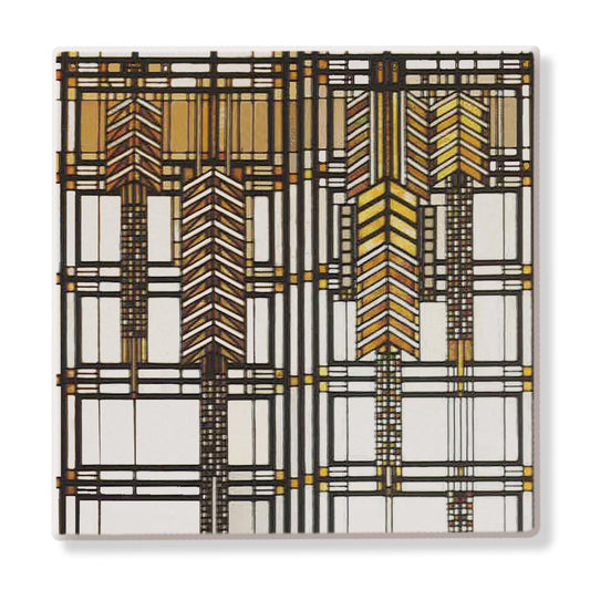 Dana Thomas House II Design from Frank Lloyd Wright Foundation on 4-Pack Absorbent Stone Square Coasters with Protective Cork Backing Manufactured in The USA