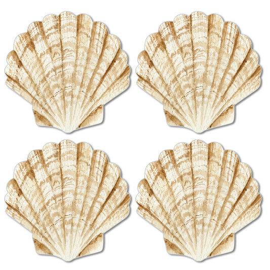 CounterArt 4 Pack Seashell Shaped Reversible Easy Care Placemats Made in the USA