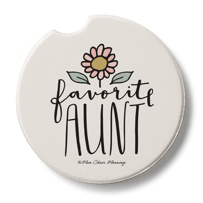 Thirstystone Favorite Aunt Single Absorbent Stone Coaster for Vehicle Cup Holder 2.6” Diameter Manufactured in The USA
