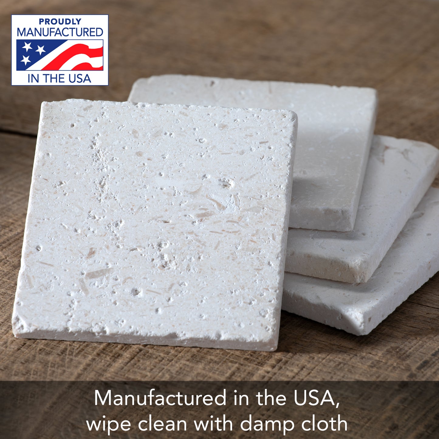 Thirstystone Natural Shell Stone 4 Pack Absorbent Stone Coasters with Protective Cork Backing Manufactured in The USA