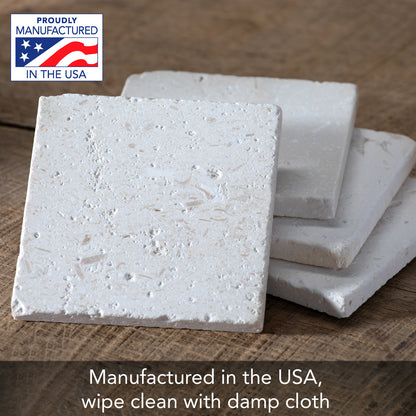 Thirstystone Natural Shell Stone 4 Pack Absorbent Stone Coasters with Protective Cork Backing Manufactured in The USA