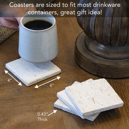 Thirstystone Natural Shell Stone 4 Pack Absorbent Stone Coasters with Protective Cork Backing Manufactured in The USA