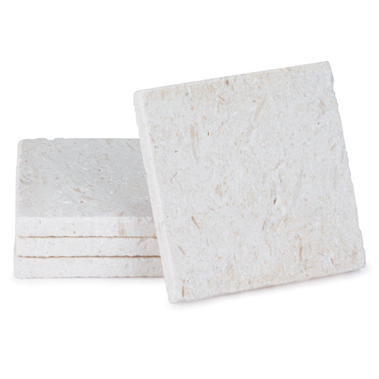 Thirstystone Natural Shell Stone 4 Pack Absorbent Stone Coasters with Protective Cork Backing Manufactured in the USA