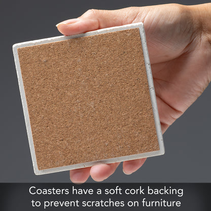 Thirstystone Blue Medallion 4 Pack Natural Shell Stone Absorbent Coasters with Protective Cork Backing Manufactured in The USA