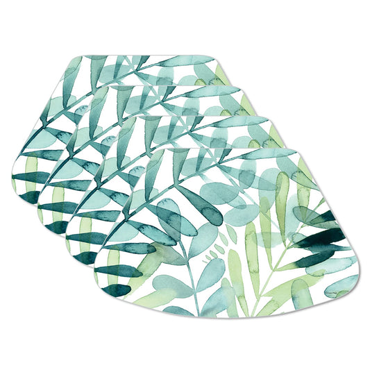 CounterArt Gossamer Palms 4 Pack Wedge Shaped Reversible Easy Care Placemats Made in the USA
