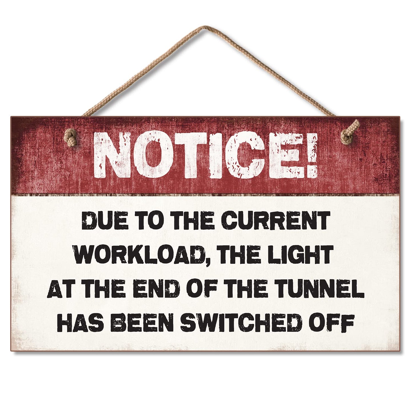 CounterArt Light At The End Of The Tunnel Decorative Hanging Wood Wall Sign 9.5” x 5.75” Made in the USA Features Braided Rope Hanger