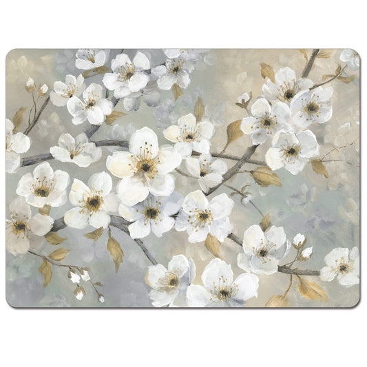 Cala Home Blossoms Premium Decorative Hardboard Tabletop Placemats 4-Pack Manufactured in The USA Heat Tolerant and Easily Wipes Clean