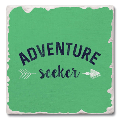 Thirstystone Adventure Seeker Single Tumbled Tile Stone Coaster with Protective Cork Backing Manufactured in The USA 4" Square