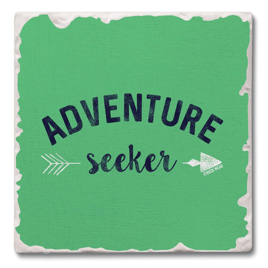 Thirstystone Adventure Seeker Single Tumbled Tile Stone Coaster with Protective Cork Backing Manufactured in The USA 4" Square
