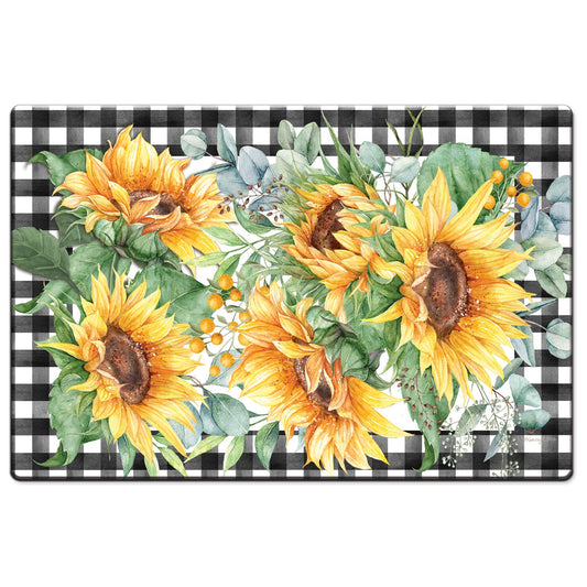 Counterart Sunflower Fields 30” x 20” Decorative Vinyl Comfort Floor Mat, Manufactured in The USA, Waterproof, Reduces Muscle Fatigue, Easily Wipes Clean