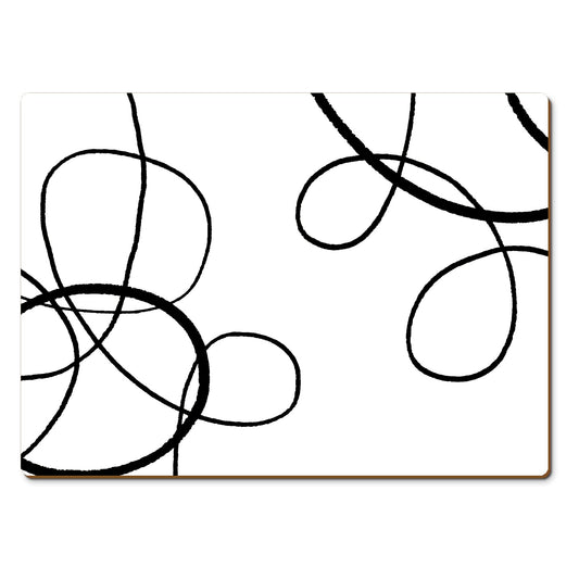 CounterArt Scribble Premium Decorative Hardboard Tabletop Placemats 4-Pack Manufactured in The USA Heat Tolerant and Easily Wipes Clean