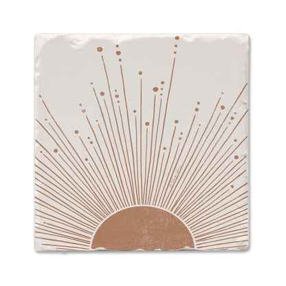Thirstystone Mocha Sunrise Single Tumbled Tile Stone Coaster with Protective Cork Backing Manufactured in The USA 4" Square, Colorful, Artistiic, Easily Wipes Clean