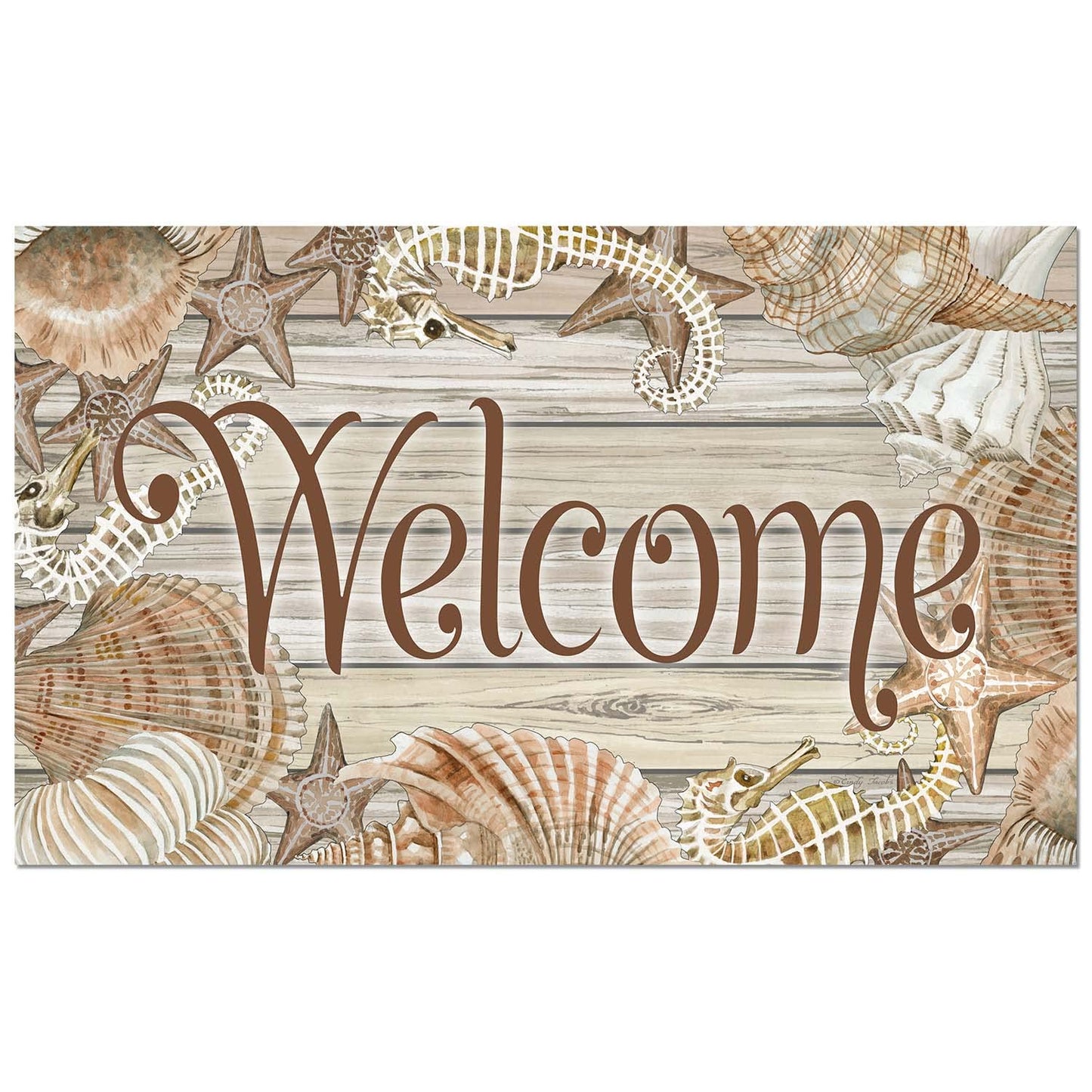 Counterart Shell Welcome Indoor/Outdoor Entryway Welcome Mat Manufactured in The USA 29.5" by 17.75"