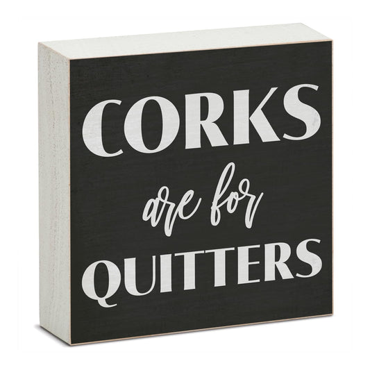 CounterArt Corks Artistic Freestanding Solid Wood Block Sign Made in the USA 3.75” Square Decorative Accent for Home or Office