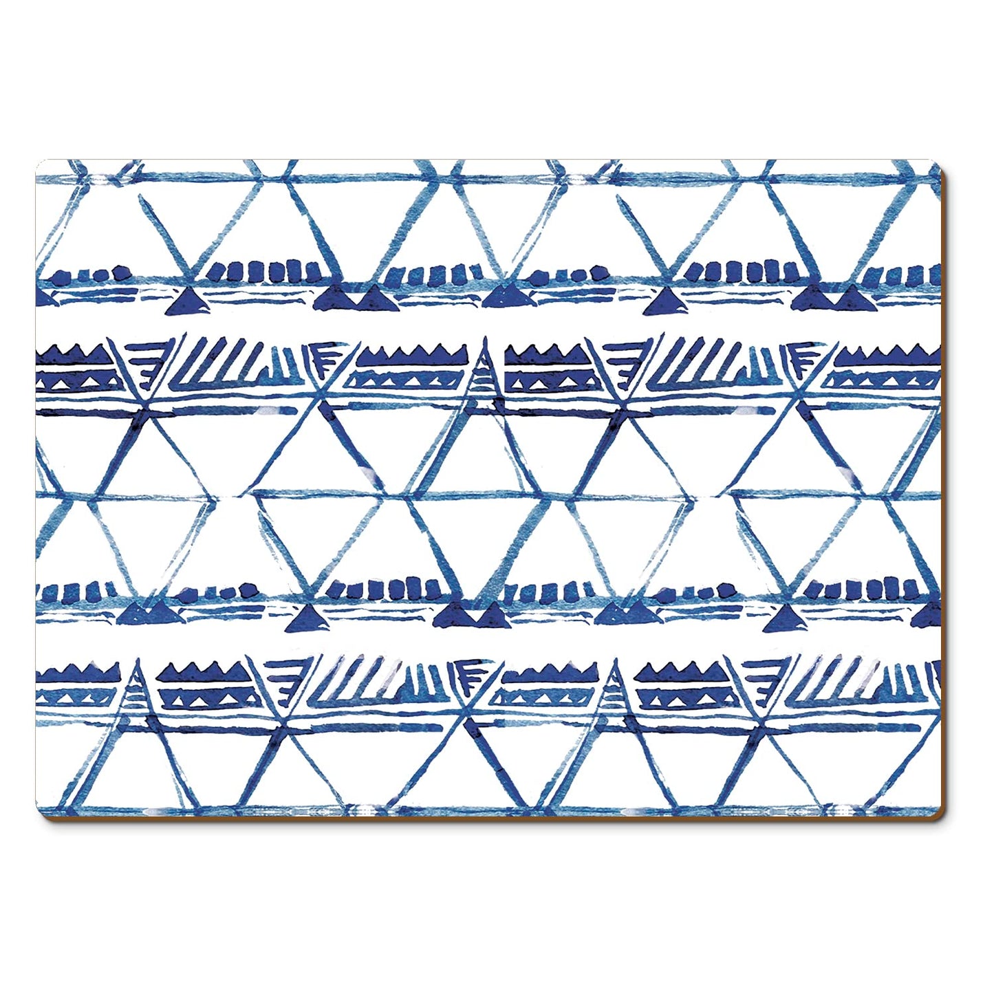 CounterArt Indigo Triangles Premium Decorative Hardboard Tabletop Placemats 4-Pack Manufactured in The USA Heat Tolerant and Easily Wipes Clean
