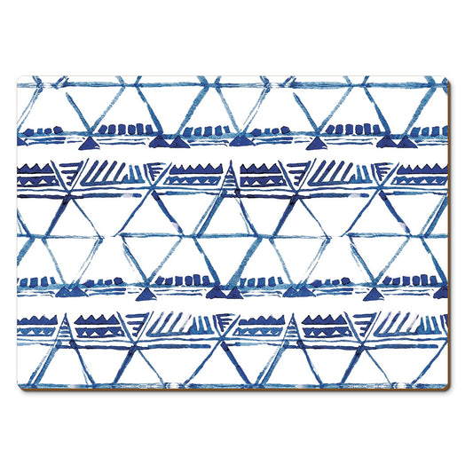 CounterArt Indigo Triangles Premium Decorative Hardboard Tabletop Placemats 4-Pack Manufactured in The USA Heat Tolerant and Easily Wipes Clean