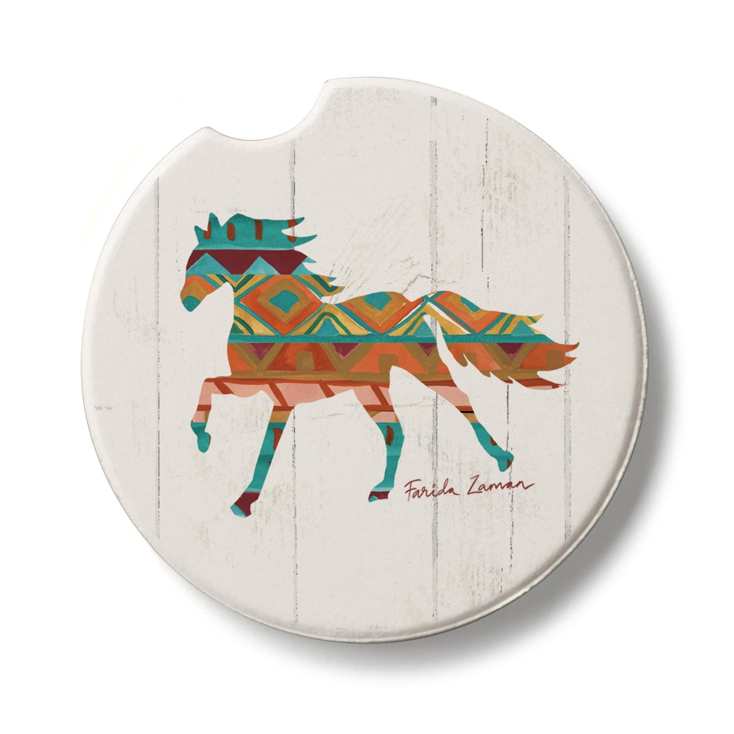 Thirstystone Southwest Horse Single Absorbent Stone Coaster for Vehicle Cup Holder 2.6” Diameter Manufactured in The USA