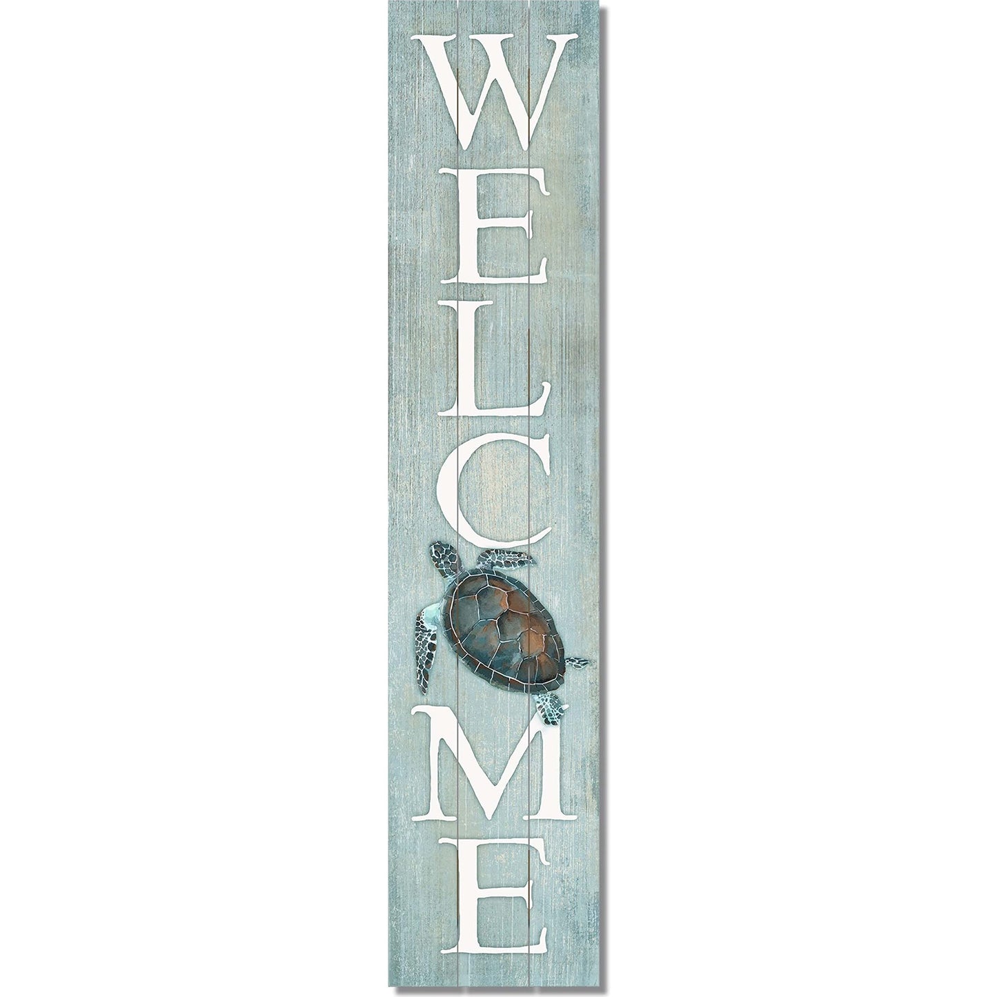 CounterArt "Welcome Sea Turtle" Vertical Decorative Indoor/Outdoor Pallet Wood Sign 36" by 7.5" Made in the USA