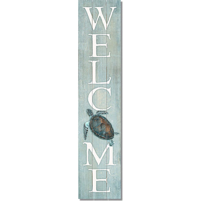 CounterArt "Welcome Sea Turtle" Vertical Decorative Indoor/Outdoor Pallet Wood Sign 36" by 7.5" Made in the USA