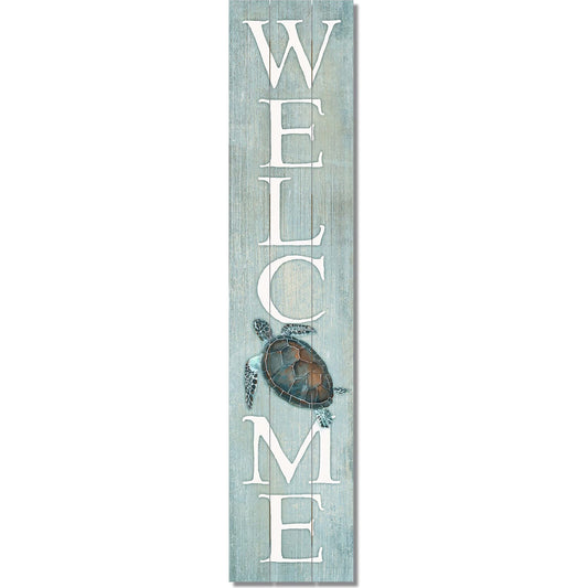 CounterArt "Welcome Sea Turtle" Vertical Decorative Indoor/Outdoor Pallet Wood Sign 36" by 7.5" Made in the USA