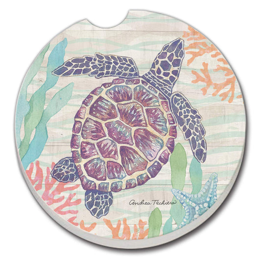 Thirstystone Sea Turtle Single Absorbent Stone Coaster for Vehicle Cup Holder 2.6” Diameter Manufactured in The USA