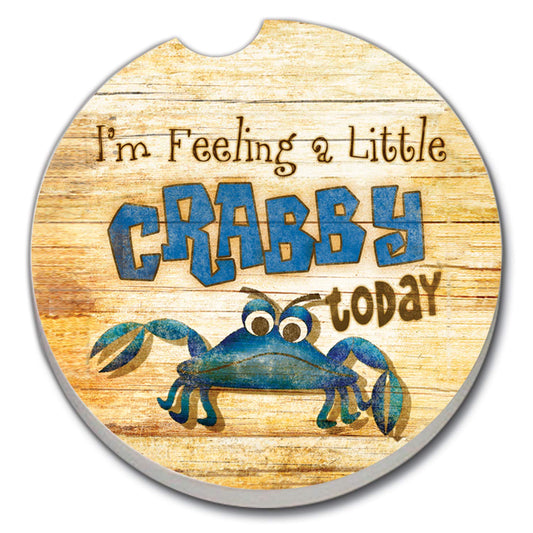 Thirstystone Feeling Crabby Single Absorbent Stone Coaster for Vehicle Cup Holder 2.6” Diameter Manufactured in The USA