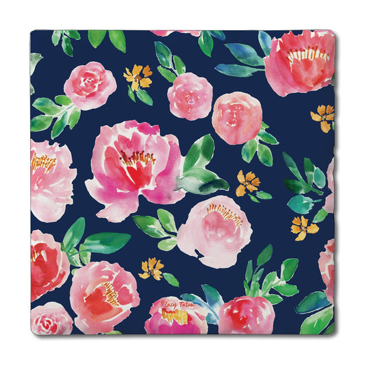 Thirstystone Spring Garden Floral 4 Pack Tumbled Tile Stone Coasters 4" Square Manufactured in the USA