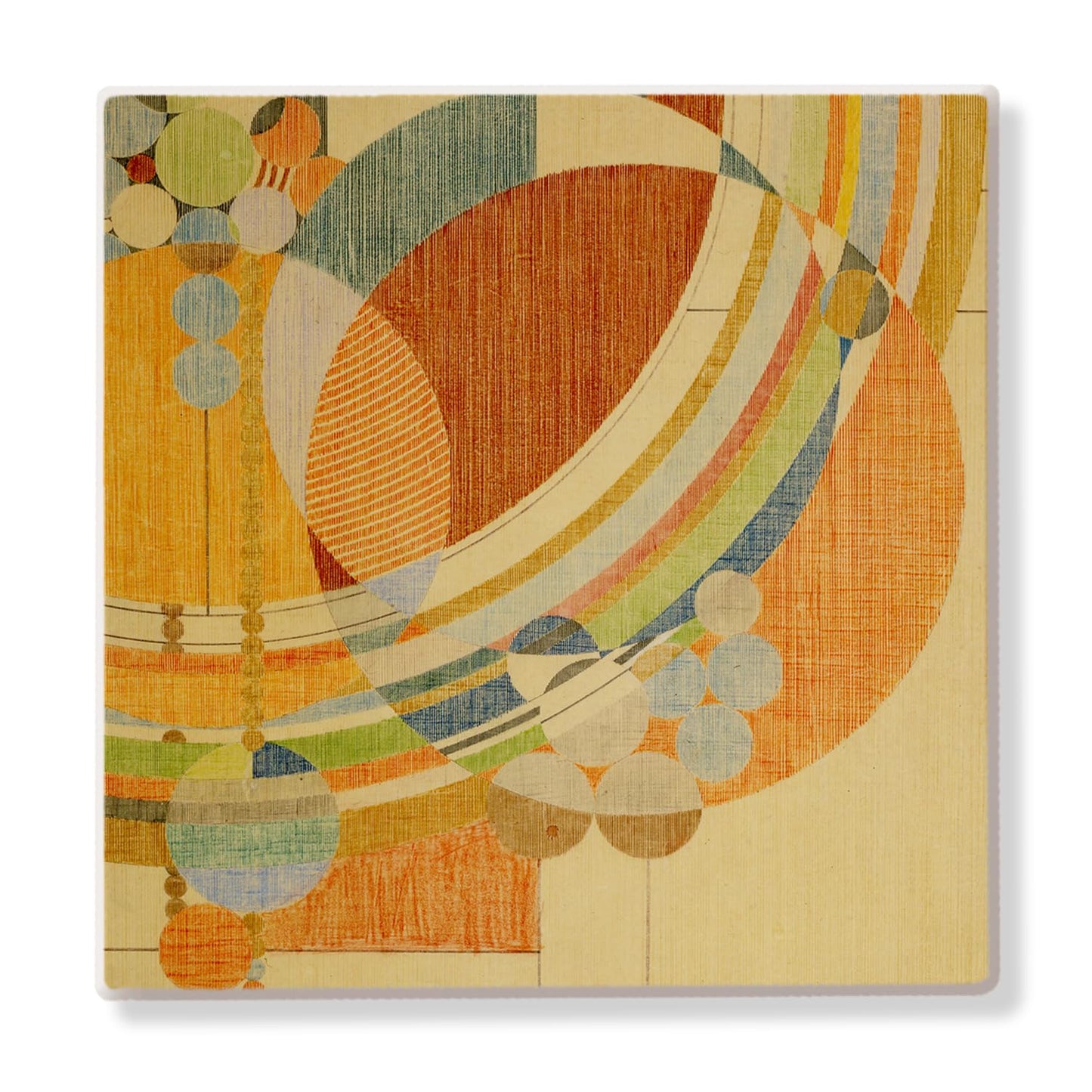 March Balloons Design from Frank Lloyd Wright Foundation on 4-Pack Absorbent Stone Square Coasters with Protective Cork Backing Manufactured in The USA