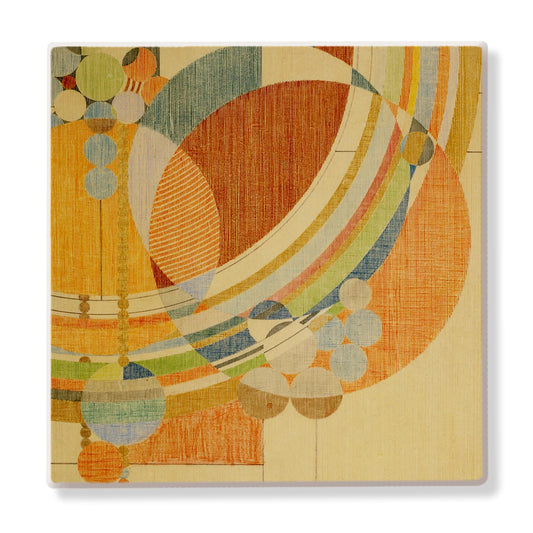 March Balloons Design from Frank Lloyd Wright Foundation on 4-Pack Absorbent Stone Square Coasters with Protective Cork Backing Manufactured in The USA