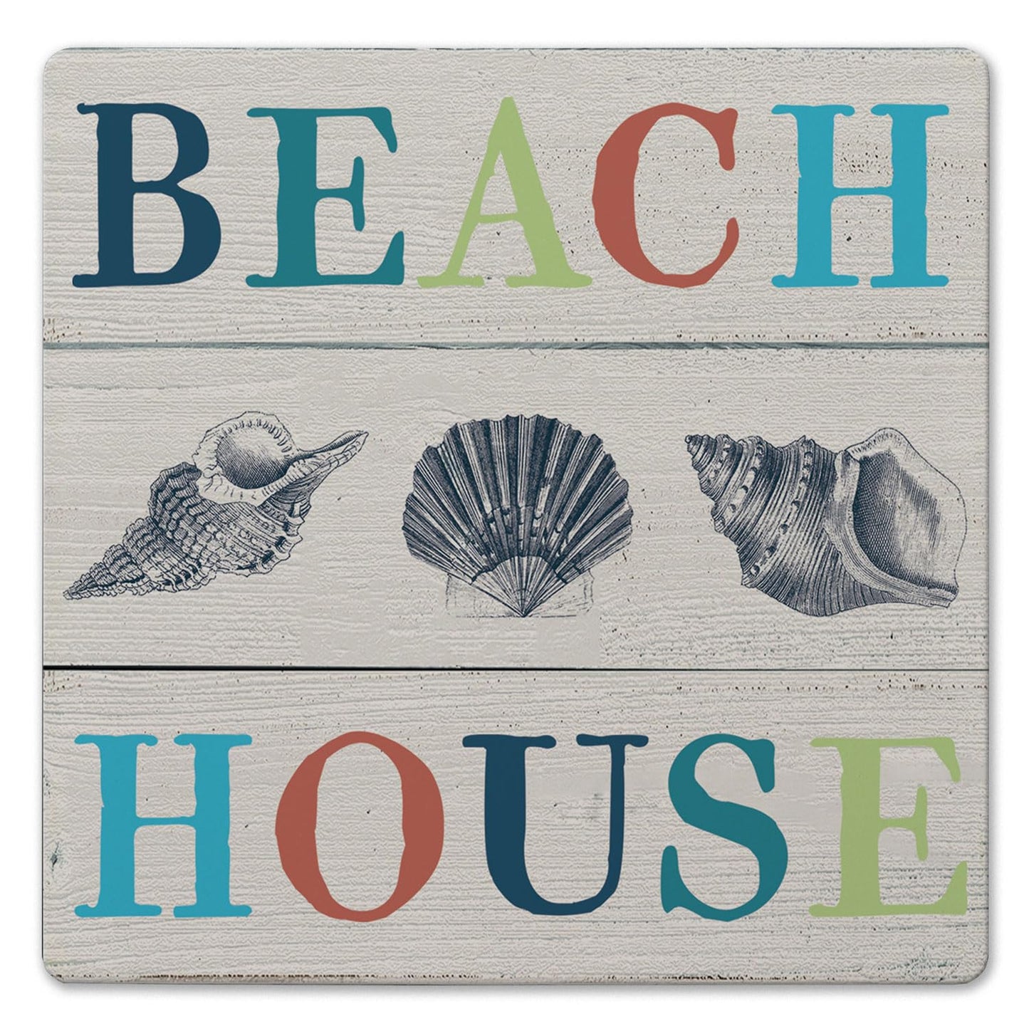 Thirstystone Beach House Decorative Heat Tolerant Stone Trivet with Protective Cork Backing 8" Square