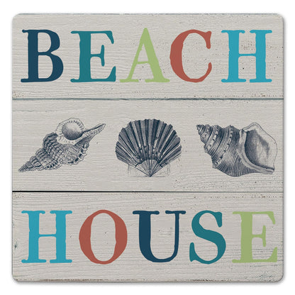 Thirstystone Beach House Decorative Heat Tolerant Stone Trivet with Protective Cork Backing 8" Square