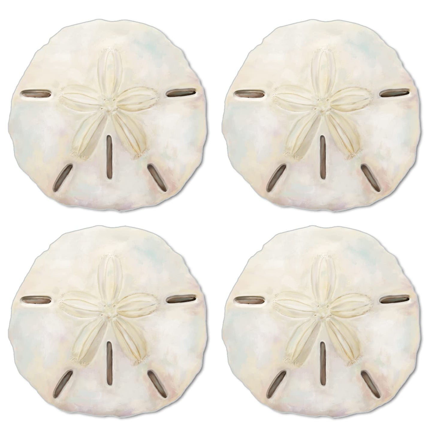 CounterArt 4 Pack Sand Dollar Shaped Reversible Easy Care Placemat Set Made in the USA