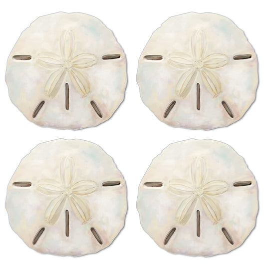 CounterArt 4 Pack Sand Dollar Shaped Reversible Easy Care Placemat Set Made in the USA