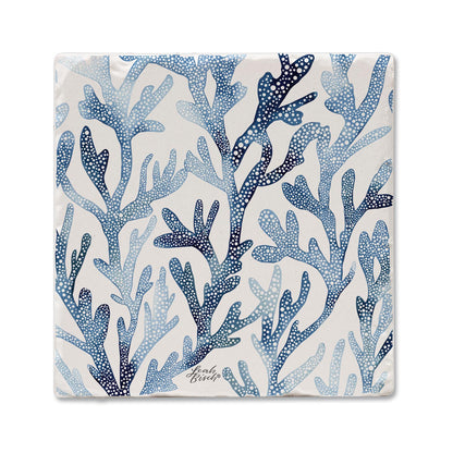 Thirstystone Ocean Coral Single Tumbled Tile Stone Coaster Manufactured in The USA 4" Square