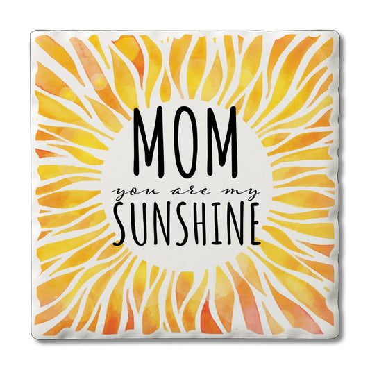 Thirstystone Mom My Sunshine 4 Pack Absorbent Stone Tumbled Tile Coasters with Protective Cork Backing 4" Square Manufactured in The USA Artistic Absorbent Easily Wipes Clean