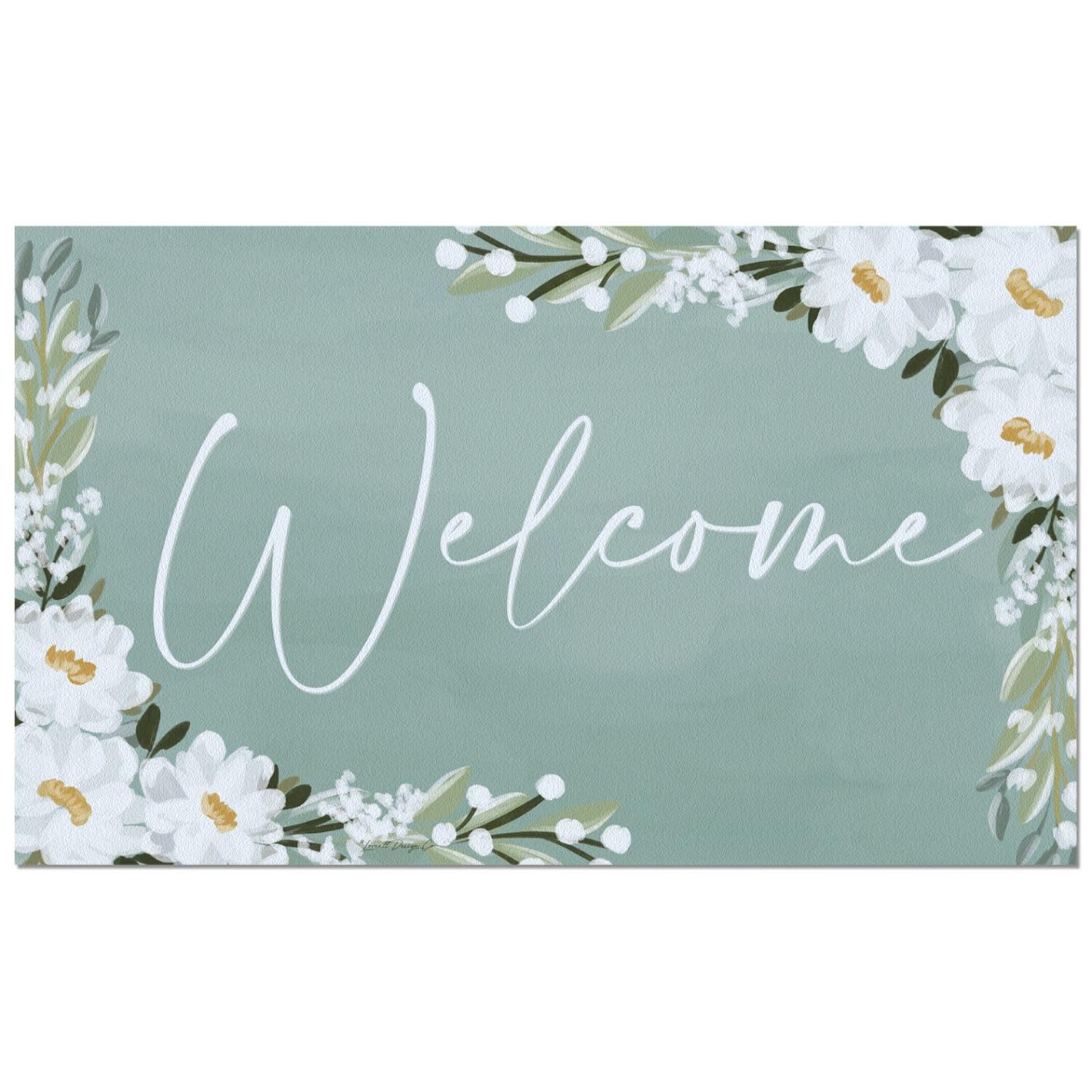 Counterart Floral Welcome Indoor/Outdoor Entryway Floor Mat Manufactured in the USA 29.5" by 17.75"