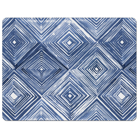 Cut N' Funnel Shibori Blues Designer Flexible Plastic Cutting Board Mat 15" x 11.5", Made in the USA, Decorative, Flexible, Easy to Clean
